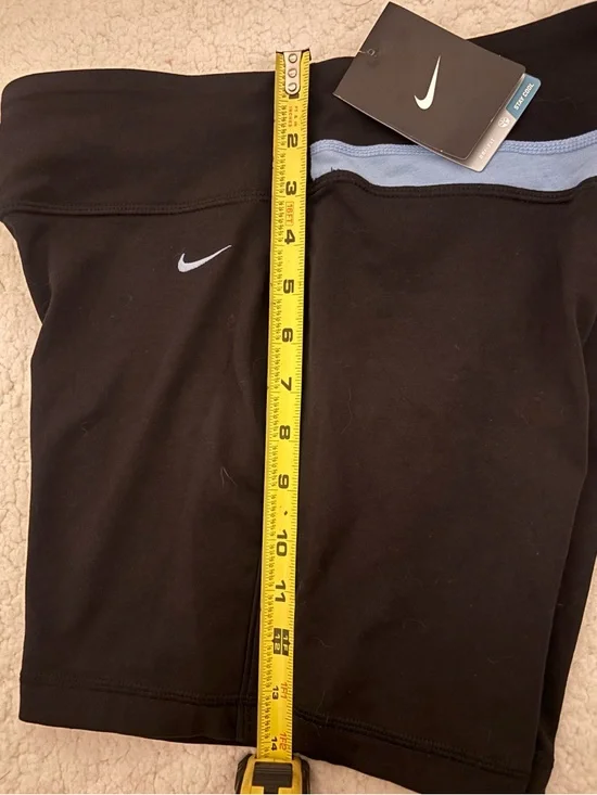 Nike Women’s Black Bike Shorts with Light Blue Trim - Picture 3 of 6